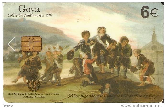 B-134 TARJETA Nº3 DE UNA PINTURA DE GOYA " NIÑOS JUGANDO A LOS SOLDADOS" - Pintura