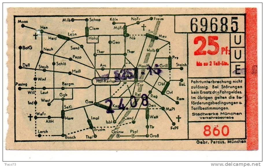 MUNCHEN  -  BIGLIETTO  DELLA METROPOLITANA - Europe