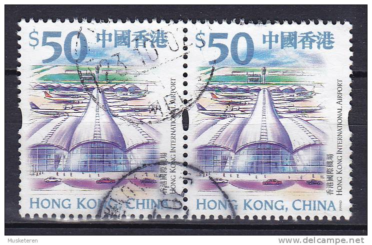 Hong Kong China 1999 Mi. 912 A  50 $ Tourist Attractions Airport Flughafen Chek Lap Kok (Pair) !! - Used Stamps