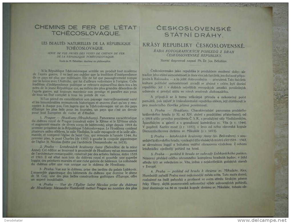 Krasy Ceskoslovenské Republiky. Ceskoslovenské Statni Drahy. Chemins De Fer De L'État Tchécoslovaque. Vue Prises. Bon! - Boeken & Catalogi