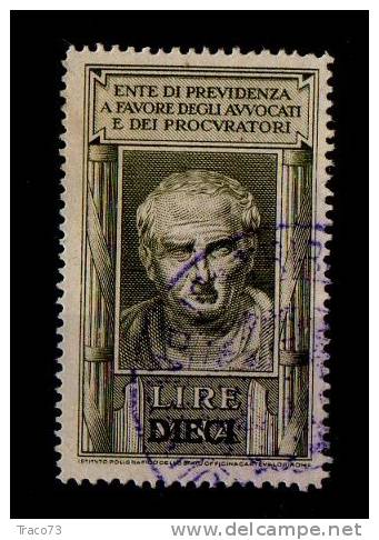 1940 -  MARCA DA BOLLO " Previdenza Avvocati"   - Lire 10 Su 1 Sovrastampato - Revenue Stamps