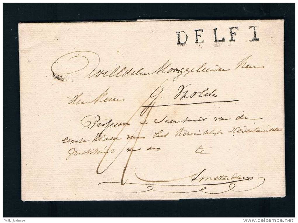 Pays-Bas Precurseur 1824 Lettre Marque DELFT + 2 Pour Amsterdam - ...-1852 Préphilatélie