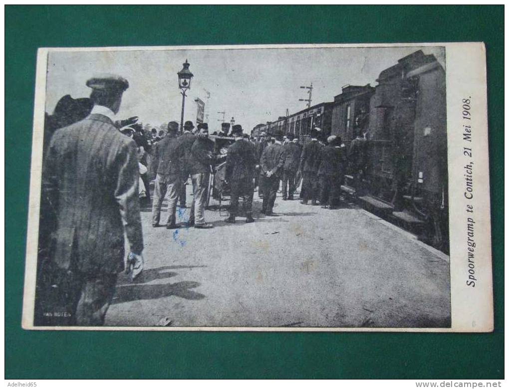 Catastrophe Train Spoorweg Ramp Spoorwegramp Kontich Contich Station Gare 1908 Publ. Verhoeven - Kontich