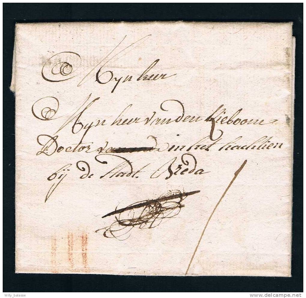 Belgique Precurseur 1793 Lettre Datee De Bruxelles Avec Port III à La Craie Rouge + I à L'encre Pour Breda - 1714-1794 (Oesterreichische Niederlande)