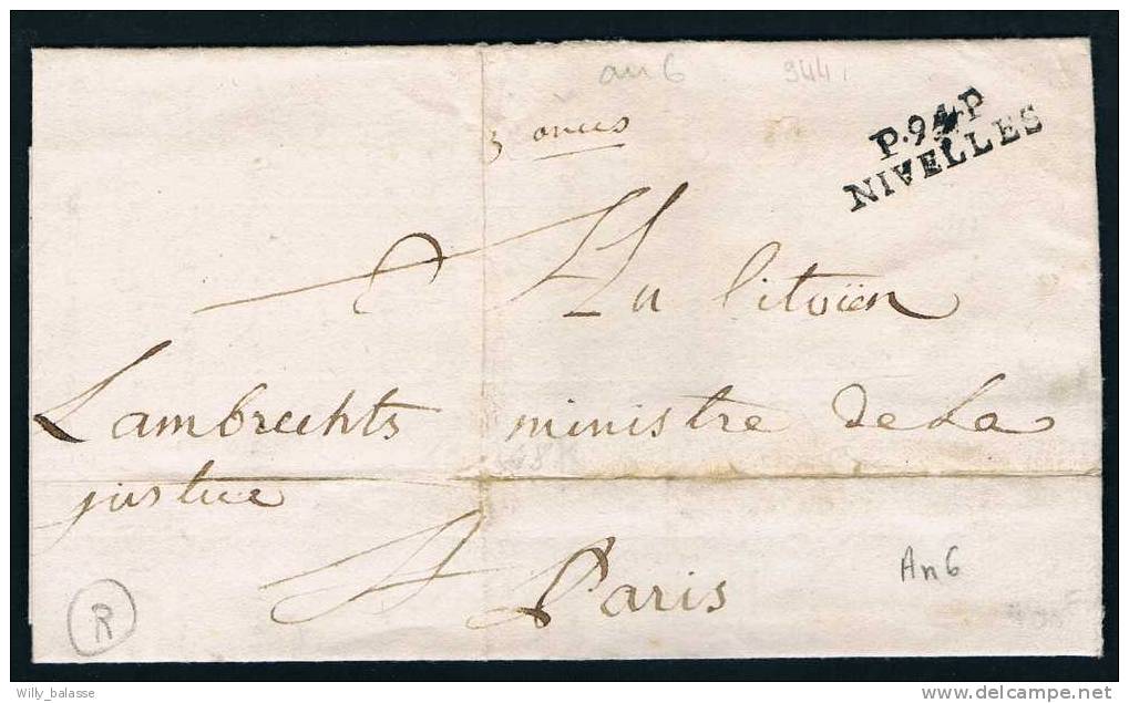 Belgique Precurseur 1795 Lettre Avec P94 P/ NIVELLES + "3 Onces " Lettre Pesante Rare - 1794-1814 (Französische Besatzung)