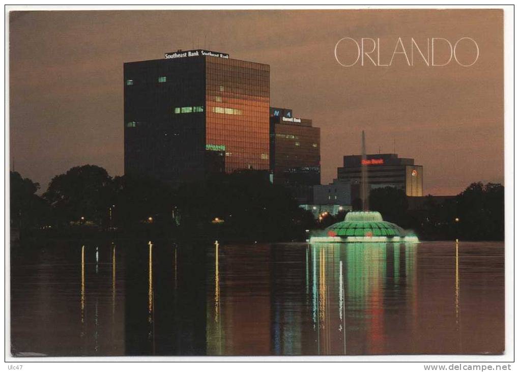 - ORLANDO. - Lake Eola And Fountain - Le Lac Eola Et La Fontaine -   - Format: 17x12 - Scan Verso - - Orlando