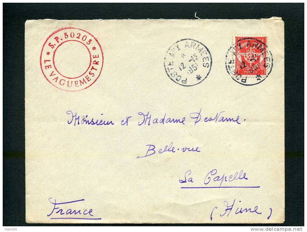 =*= Franchise Militaire 12 Sur Lettre Poste Aux Armées Secteur Postal 50205 12 12 1951 =*= - Storia Postale