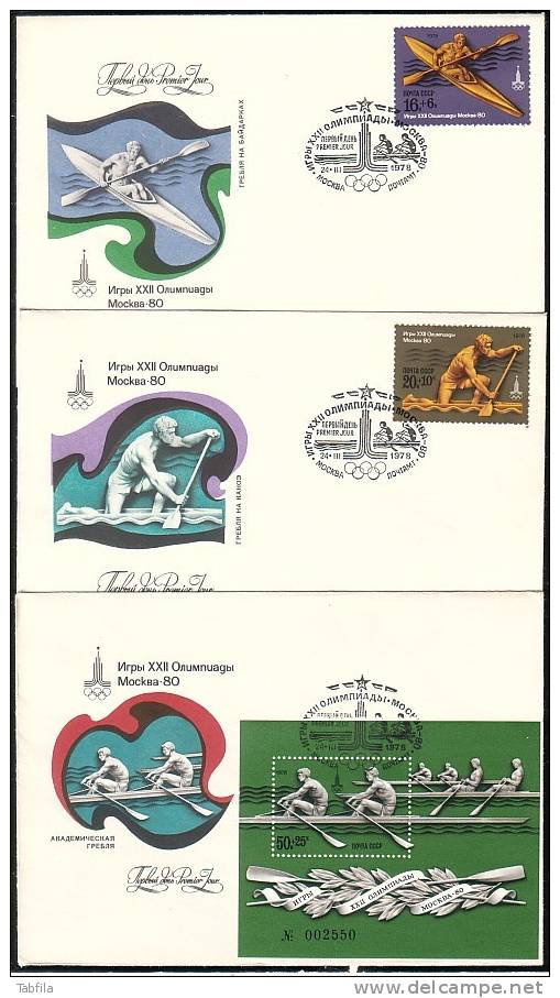 RUSSIA / RUSSIE - 1978 - Preolimpiques De Moscou 1980 IV Nautisme - 6 FDC - FDC