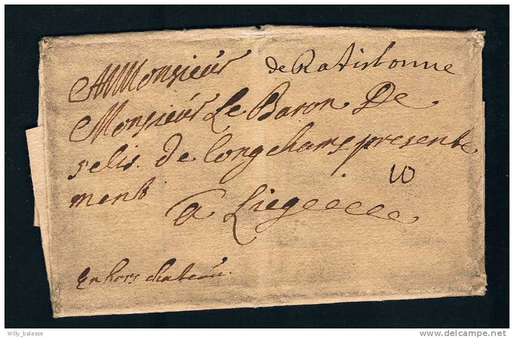 Allemagne Precurseur 1738 Lettre Avec Manuscrit "de Ratisbonne + "10" Pour Liege - Préphilatélie