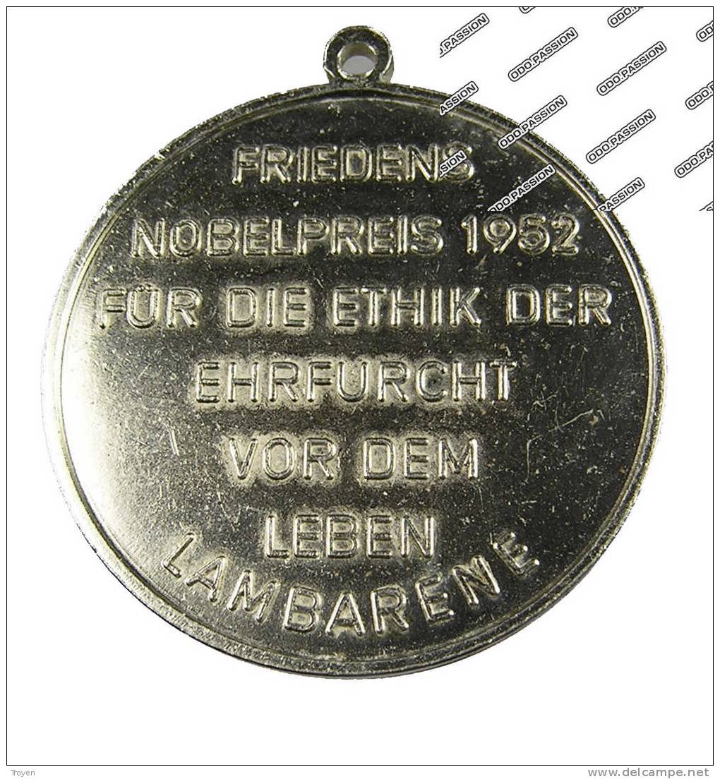 Allemagne - Albert Schweitzer -1952 -  Médaille Prix Nobel  - Lambarene - TTB - Ni - Monarquía/ Nobleza