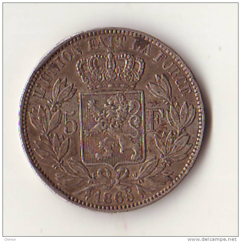 5 FRANCS ARGENT LEOPOLD PREMIER 1865 - 5 Francs