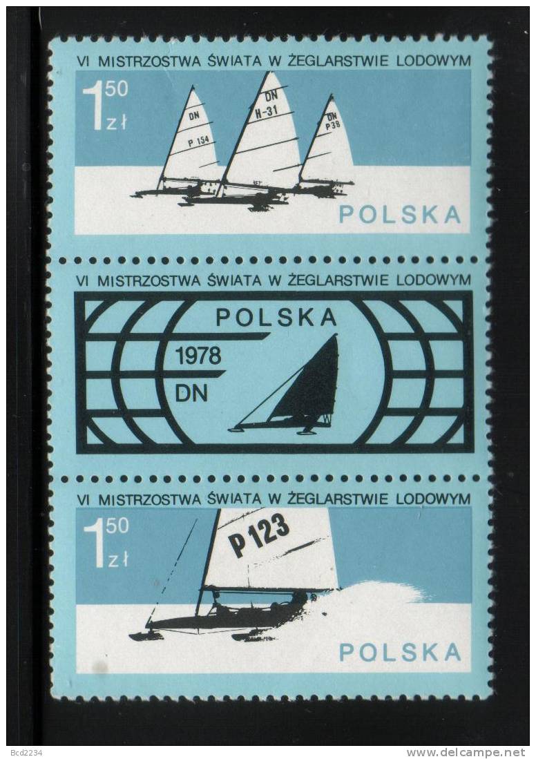 POLAND 1978 6TH WORLD CHAMPIONSHIPS IN ICE YACHTING WITH LABEL NHM Winter Sports Boats Yachts - Nuevos