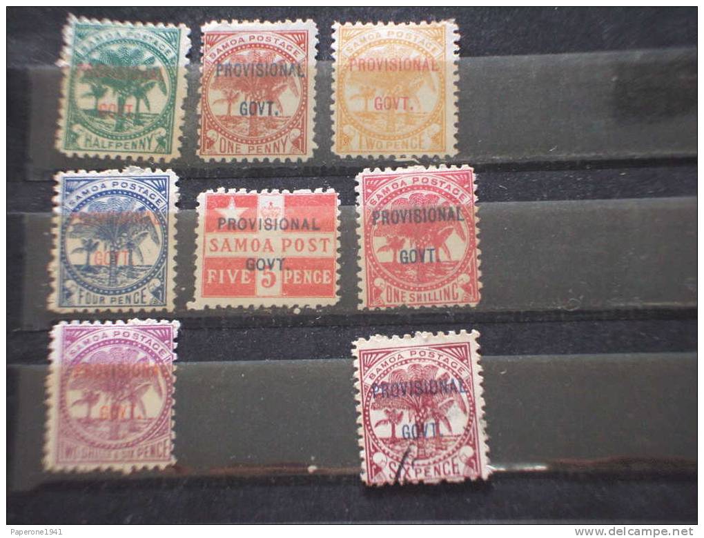 SAMOA - 1899 PITTORICA 8v. Sopr. Provisional (il Six Pence, Timbrato)-nuovi(+)(T.)(us.) - Samoa