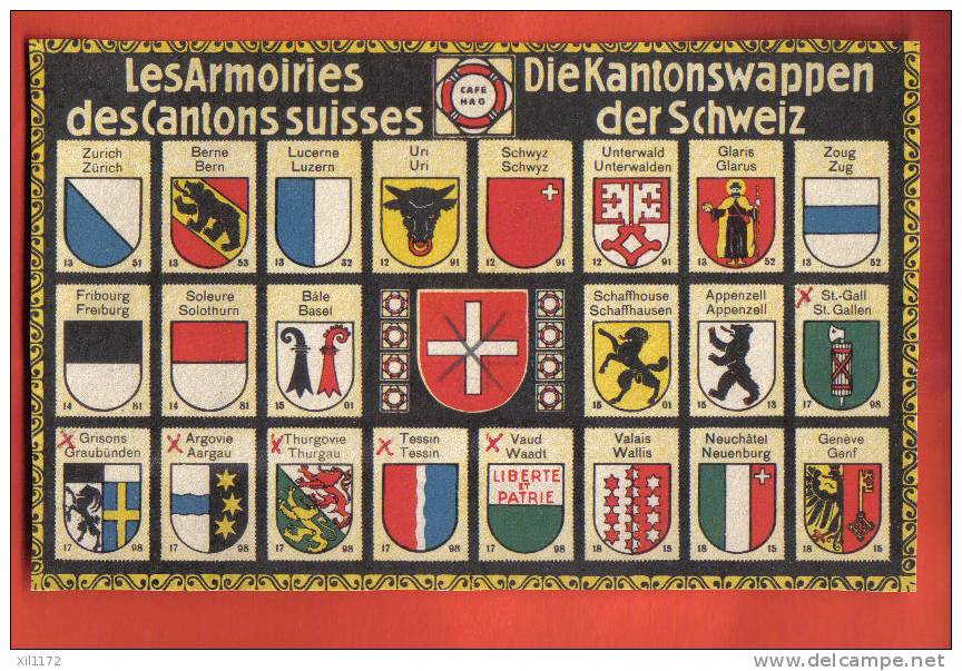 L542 Die Kantonswappen Der Schweiz Les Armoiries Des Cantons Suisses.Fautes De Couleur/impression Notées Avec X. - St. Anton