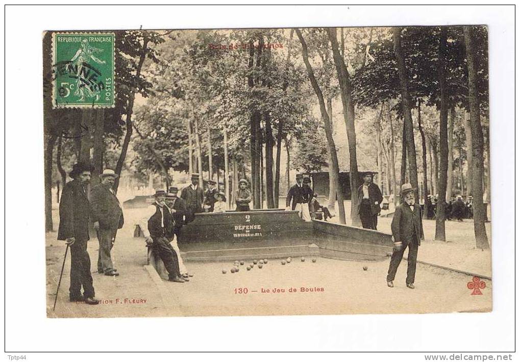 130.  Jeu  De  Boules  -  Carte  Postée  Vincennes  1908  - (carte Un Peu Molle Partie Gauche - A Recoller) - Autres & Non Classés