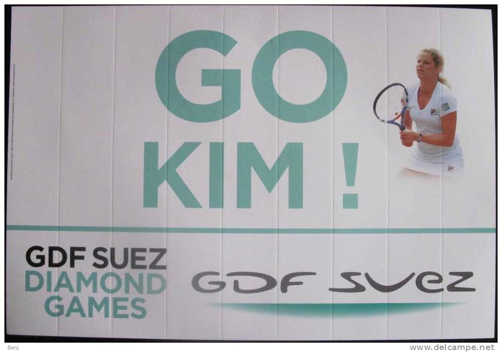 Affiche En Plastique Pour Supporters 33 X 48 Cm KIM CLIJSTERS / JUSTINE HENIN (recto / Verso) - Andere & Zonder Classificatie