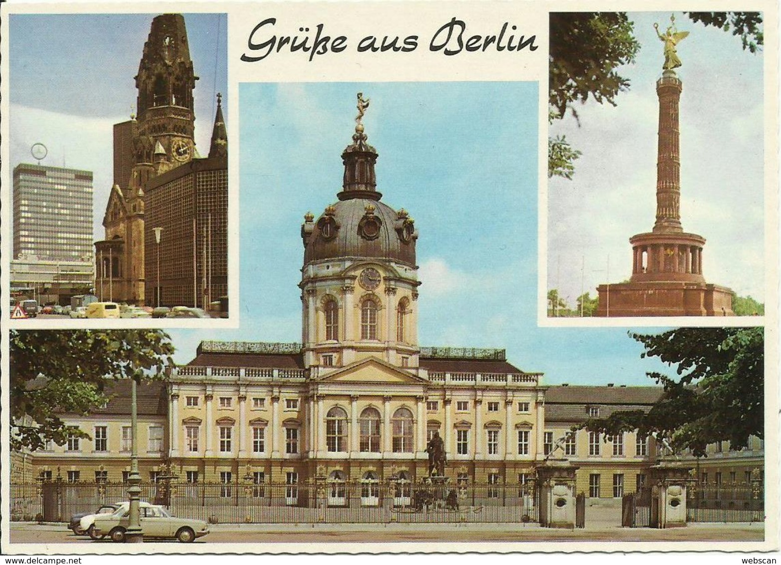AK Berlin 3 Bilder Gedächtniskirche Oldtimer Color #0024 - Charlottenburg