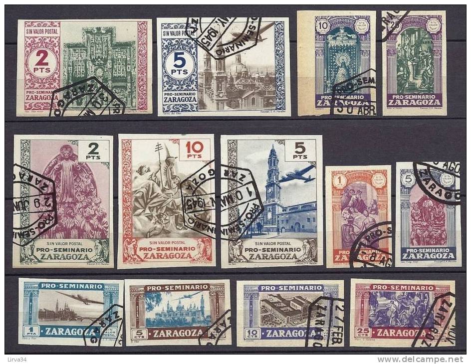 SERIE COMPLETE DE TIMBRES DE BIENFAISANCE- ESPAGNE- LES 13 TIMBRES NON-DENTELÉS- 1945 - Liefdadigheid