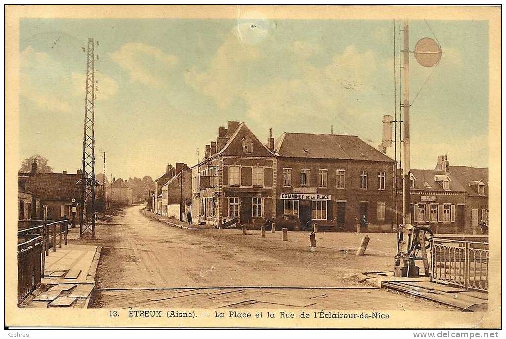 13. ETREUX : Place Et Rue De L´Eclaireur De Nice - Cachet Poste 1960 - QQ Petits Défauts Trous Agrafes - Autres & Non Classés