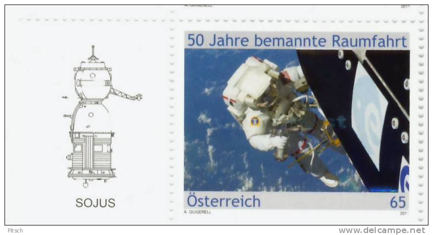 Österreich 50 Jahre Bemannte Raumfahrt - 50 Years Human Spaceflight - Sojus - Neufs