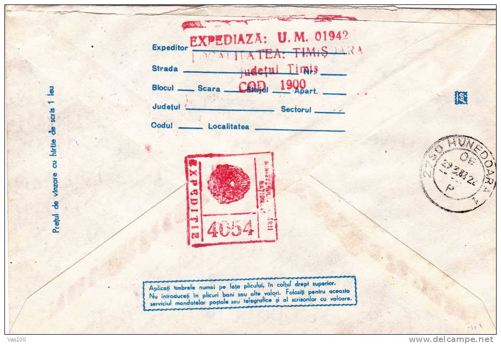 Very Rare Meter Mark 1,45 Lei Registred Cover Stationery 1988 CENSORED Ministerul Apararii Nationale Romania. - Lettres & Documents