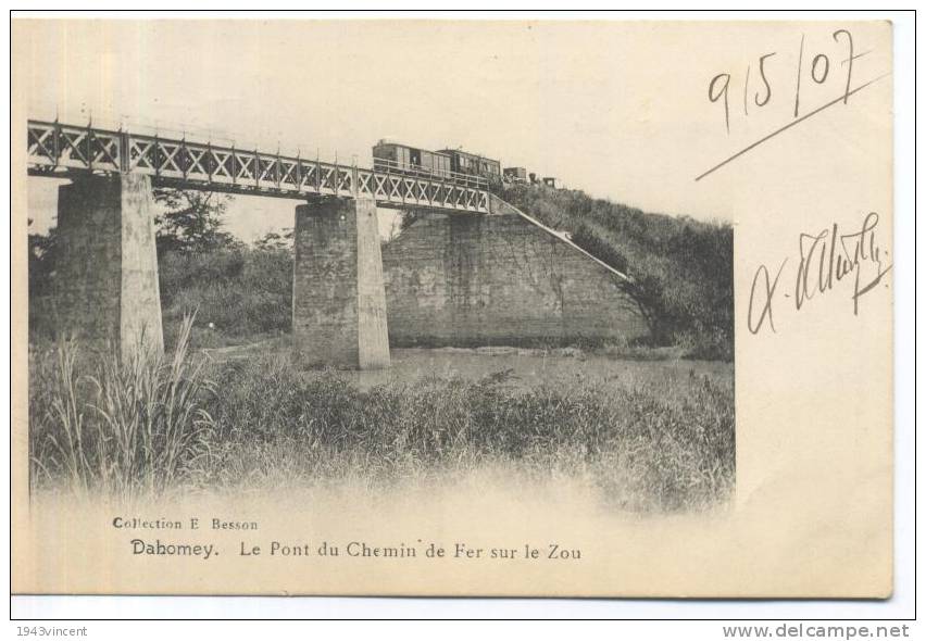 C 5456 - DAHOMEY - Le Pont Du Chemin De Fer Sur Le Zou -  Rare Et Belle CPA 1907 - - Dahomey