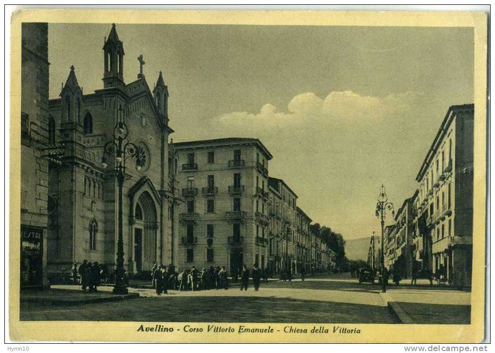 MC43-AVELLINO C.so VITTORIO EMANUELE Con CHIESA Della VITTORIA- Viaggiata 1950-animata - Avellino