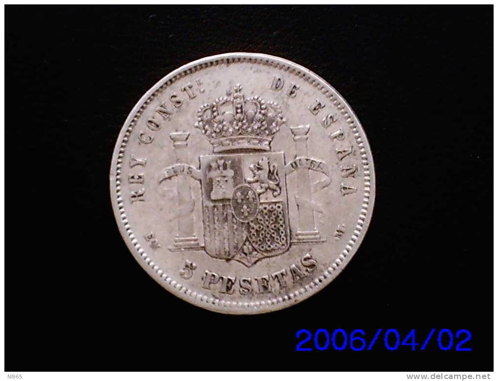 SPAGNA - SPAIN  5  PESETAS  ARGENTO ALFONSO XII   ANNO 1878 - Monete Provinciali