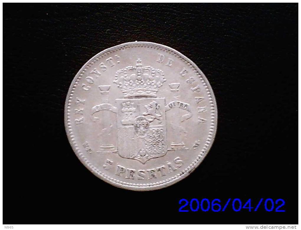 SPAGNA - SPAIN  5  PESETAS  ARGENTO ALFONSO XIII   ANNO 1889 - Münzen Der Provinzen