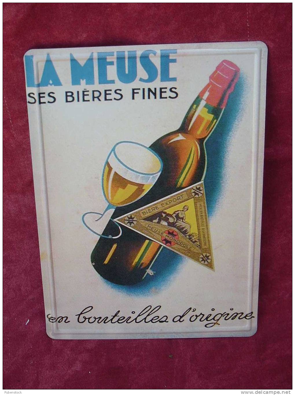 Plaque En Tôle "BIERES DE LA MEUSE" Modèle 2 - Placas En Aluminio (desde 1961)