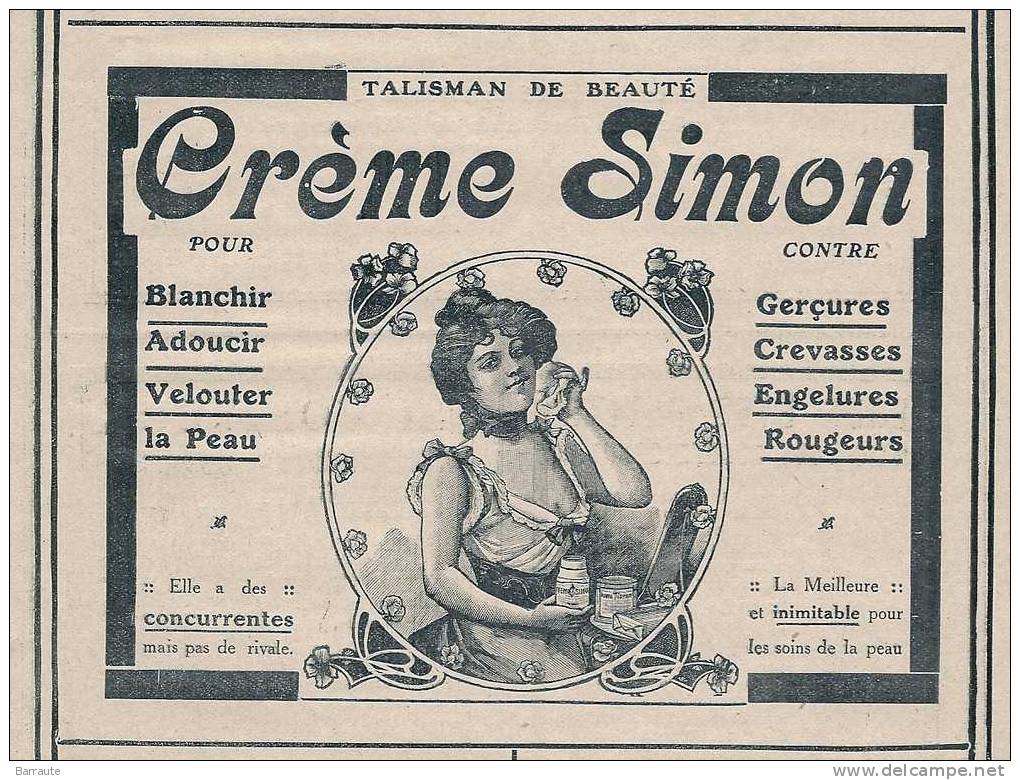 Pub De 1913 " CREME SIMON" - Reclame