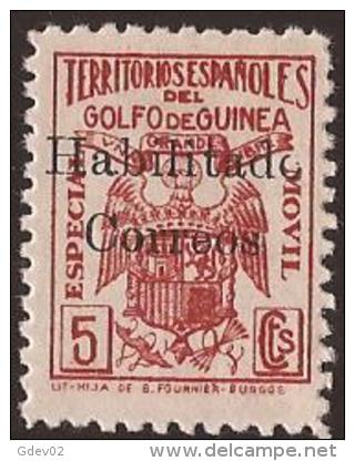 GUI259A-L4171TEFP Guinee.GUINEA ESPAÑOLA.Sellos Fiscales Habilitad.1939/41.(Ed  259A**) Sin Charnela.MAGNIFICO.RARO - Fiscaux-postaux