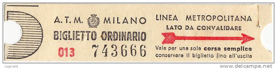 MILANO LINEA METROPOLITANA A.T.M. 1969 - Europe