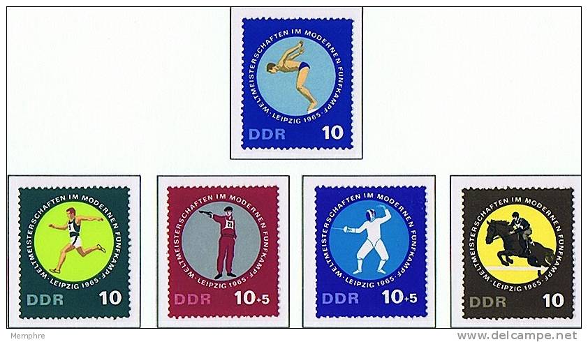 1965  Modern Pentathlon Championships  Equestrian, Fencer, Shooter, Swimmer, Runner    Mi Nr  1133-7  ** MNH - Unused Stamps