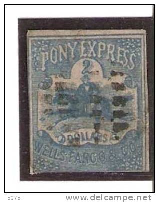 PONY EXPRESS  2 Dollars Bleu Obl.  Wells Fargo - Sellos Locales