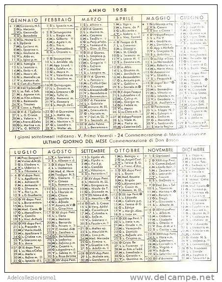 55122)calendario Don Bosco Anno 1958 - Tamaño Grande : 1941-60