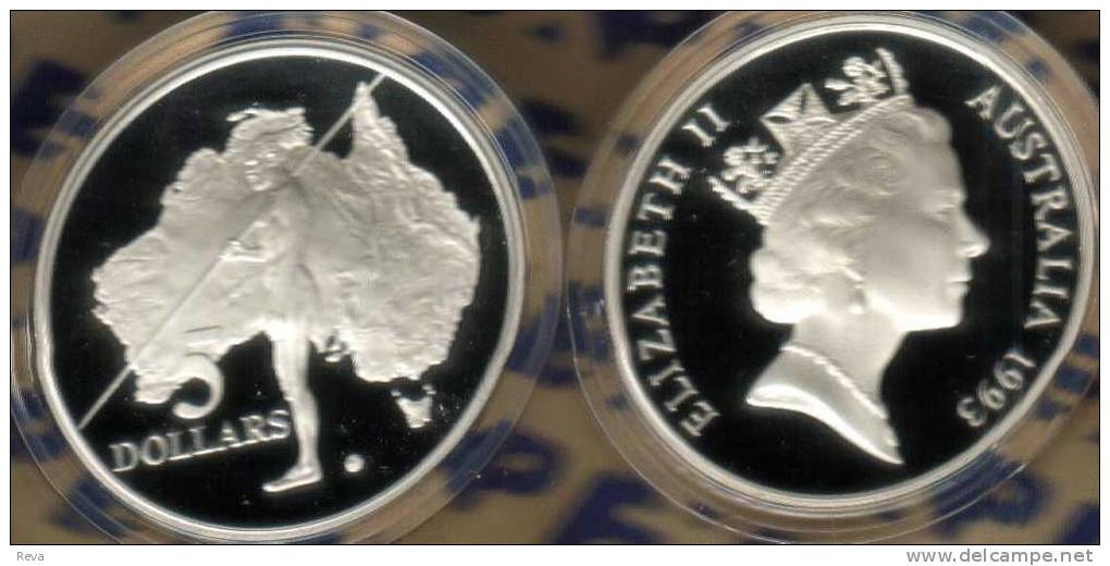 AUSTRALIA $5 ABORIGINAL MAN EXPLORERS MASTERPIECES IN SILVER 1993 PROOF READ DESCRIPTION CAREFULLY!! - Otros & Sin Clasificación