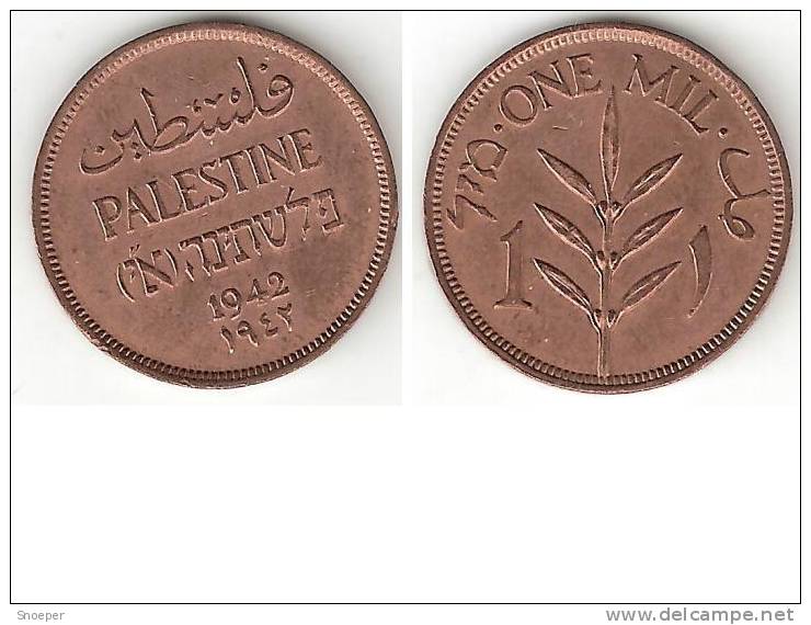 Palestina 1 Mil 1942 Km 1  Xf+ !!!!!!    * - Autres – Asie