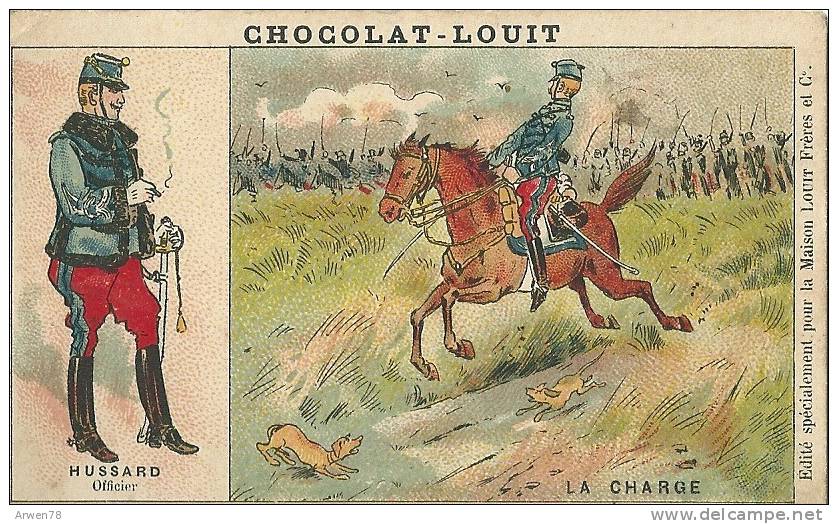 Chromo Chocolat Louit Bordeaux Armee Hussard La Charge - Louit