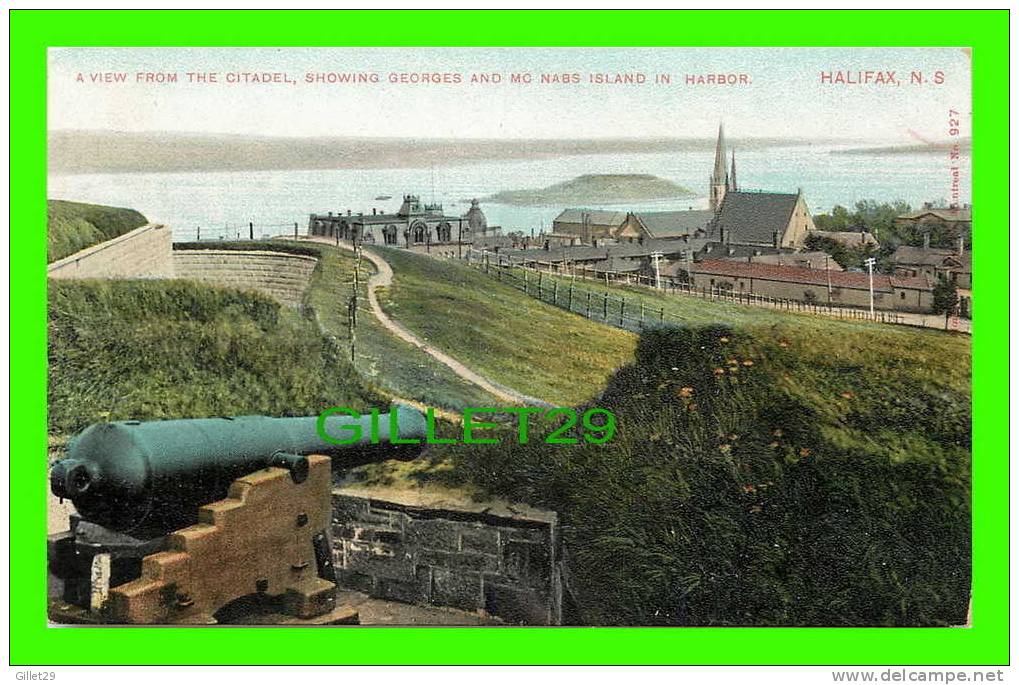 HALIFAX, NOVA SCOTIA - VIEW FROM THE CITADEL, SHOWING GEORGES & MC NABS ISLAND IN HARBOR - MONTREAL IMPORT CO - - Halifax