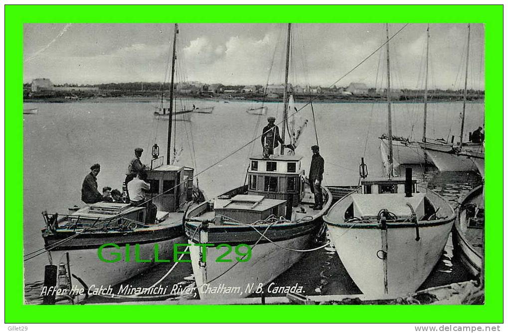 CHATHAM, N.B. - FISHING BOATS, AFTER THE CATCH, MIRAMICHI RIVER - ANIMATED - PUB BY FRANK R. MANER - WRITTEN - - Autres & Non Classés