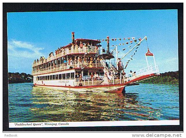 RB 708 - Postcard "Paddlewheel Queen" Paddlesteamer At Winnipeg Canada - Posted Aboard Ship Cachet - Paquebote