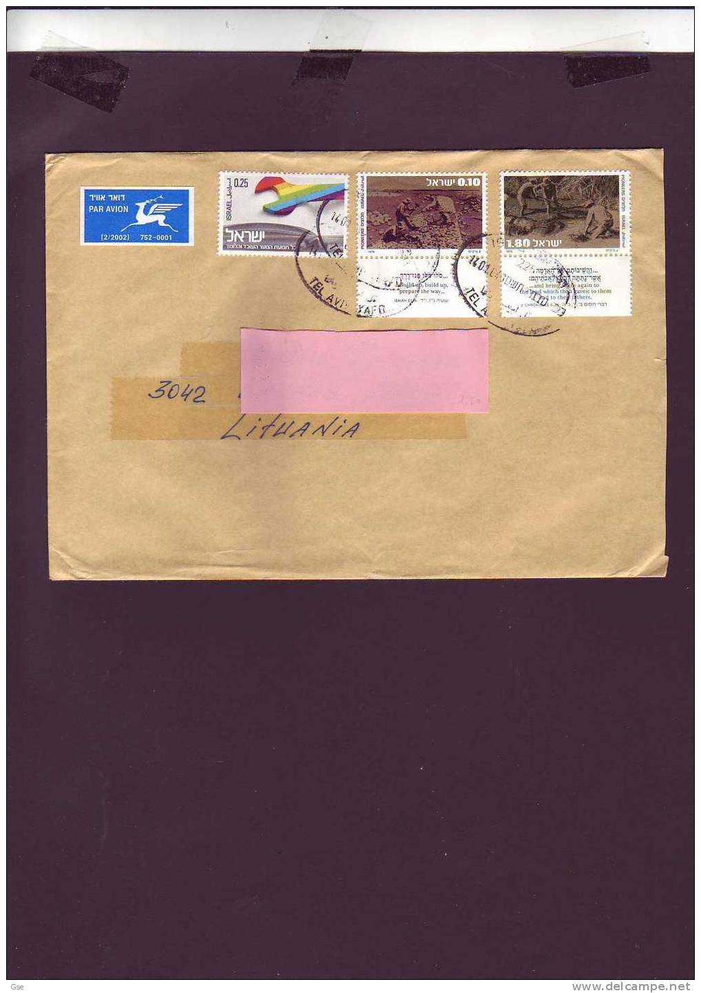ISRAELE  2004 - Raccomandata  Per La Lituania - Lettres & Documents