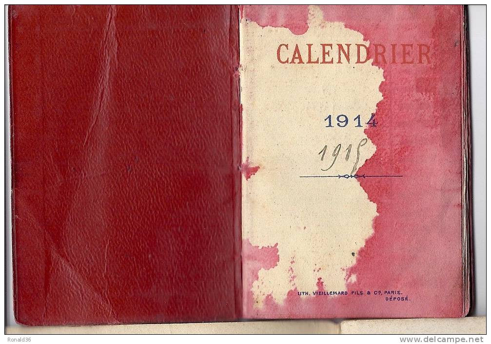 CALENDRIER Agenda CHOCOLAT MENIER De NOISIEL  De 1914 Mini Livre ( Liste Communes , Bray Sur Somme Et Note Divers ) - Tamaño Pequeño : 1901-20