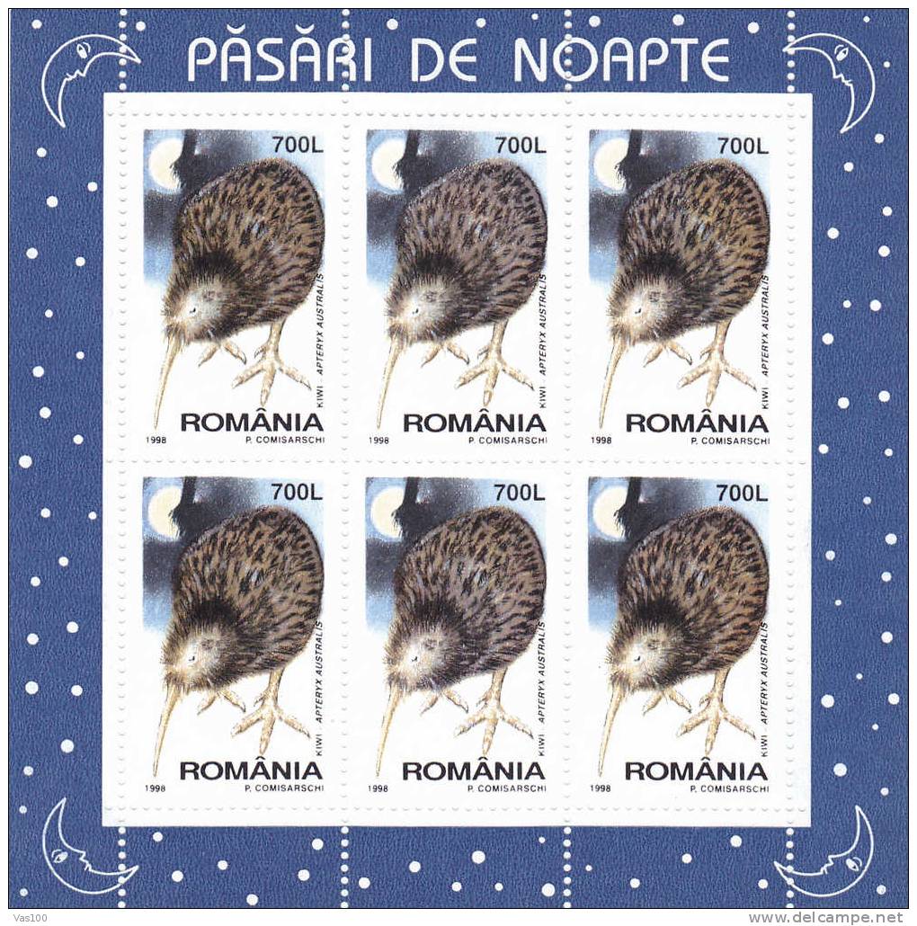 Birds Kiwis ,minisheet 1998  MNH Romania. - Kiwis