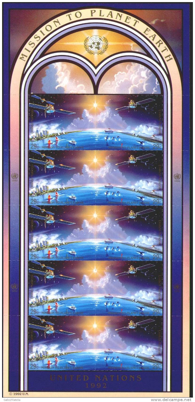 1992 - O.N.U. / UNITED NATIONS - NEW YORK - MISSIONE NEL PIANETA TERRA / MISSION TO PLANET HEART - MINISHEET. MNH - Hojas Y Bloques