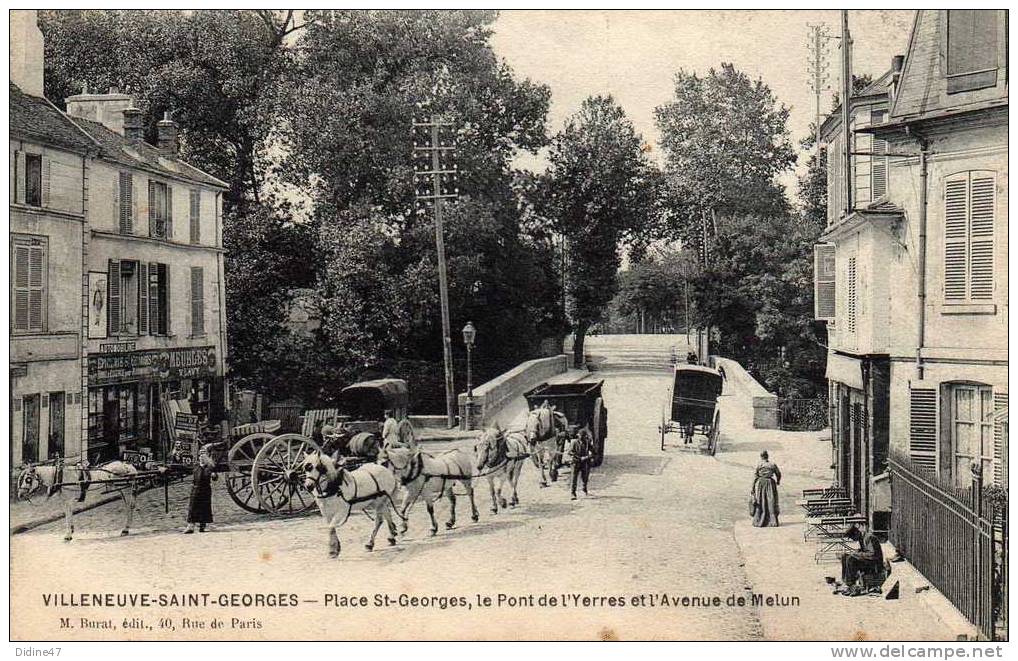 VILLENEUVE SAINT GEORGES -  Place St-Georges, Le Pont De L'yerres Et L'avenue De Melun - Villeneuve Saint Georges