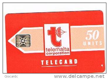 MALTA - TELEMALTA CORPORATION CHIP - LOGO ORANGE 50 UNITS  GLOSS  CODE 33050  ON BACK - USED - RIF. 7814 - Malta