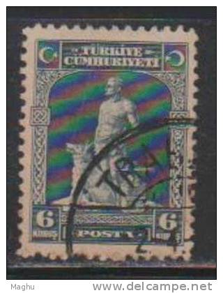 Turkey 1929 Used, 6k Blue - Used Stamps