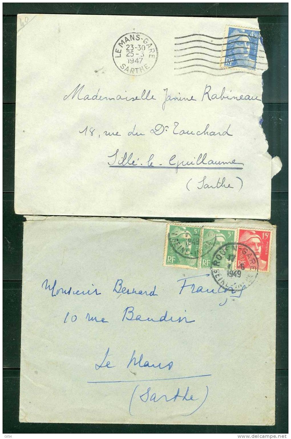 Lot De 10 Lettres ( Tous Scanné ) Periode Gandon - LR169 - 1945-54 Marianne De Gandon